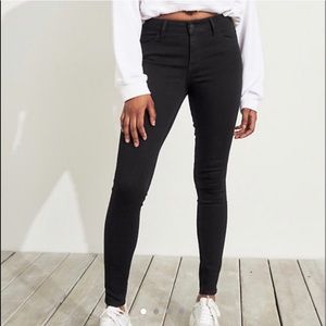 Classic stretch mid rise super skinny jeans- black